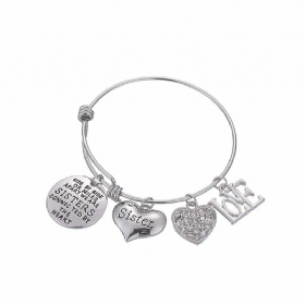 Heart Shape Sister Lettering Γυναικείο Βραχιόλι Με Επιμετάλλωση Από Ανοξείδωτο Ατσάλι Κομψά Βραχιόλια Γοητείας Τα Καλύτερα Δώρα