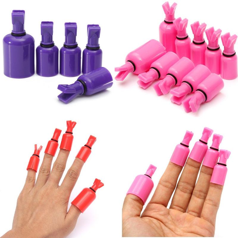 10 Τεμάχια Πλαστικό Soak Off Uv Gel Polish Remover Wrap Tool Nail Cotton Clip