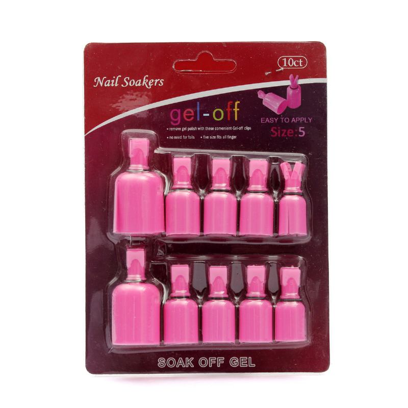 10 Τεμάχια Πλαστικό Soak Off Uv Gel Polish Remover Wrap Tool Nail Cotton Clip