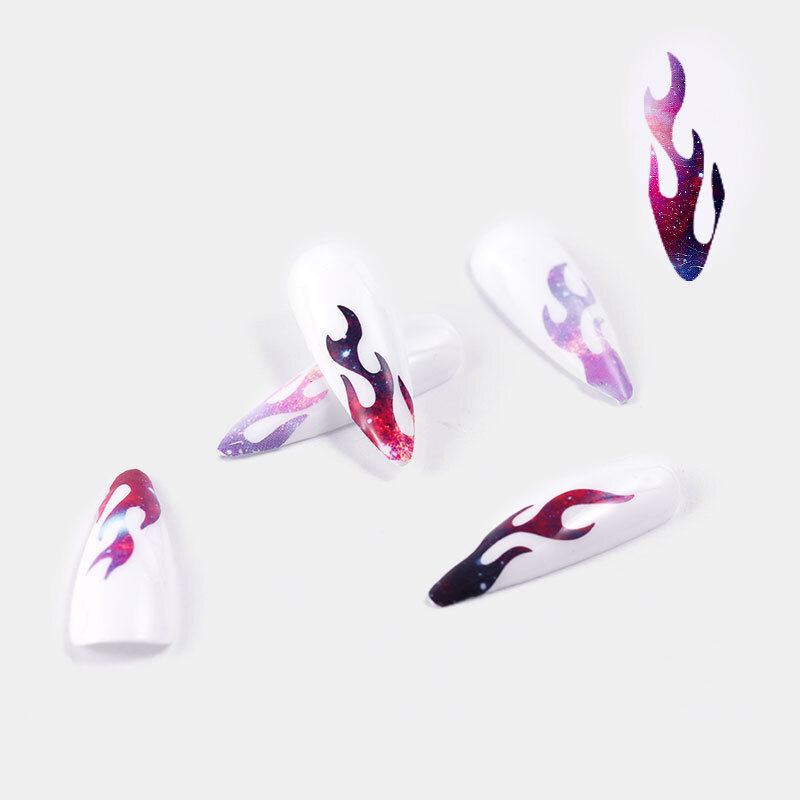 6 Χρώμα/κιτ Πολύχρωμο Αυτοκόλλητο Νυχιών Laser Dazzle Flame Nail Art Transfer Αυτοκόλλητα Χαρτί