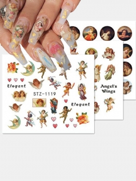 8 Τμχ Αυτοκόλλητα Νυχιών Retro Cupid Eros Μεταφοράς Νερού Εργαλεία Μανικιούρ