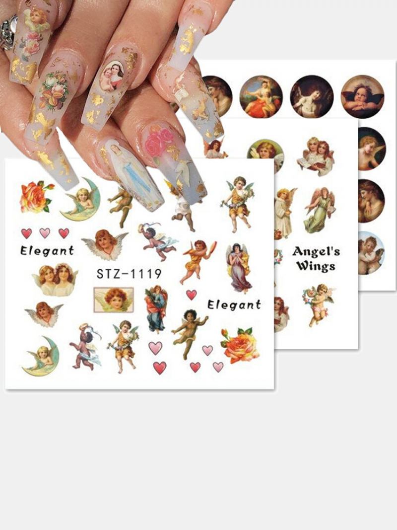 8 Τμχ Αυτοκόλλητα Νυχιών Retro Cupid Eros Μεταφοράς Νερού Εργαλεία Μανικιούρ