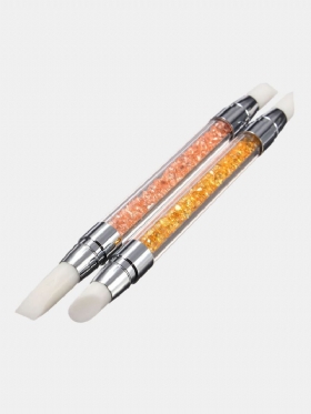 Διπλό Άκρο Shiny Diamond Silica Gel Nail Art Exfoliating Pusher
