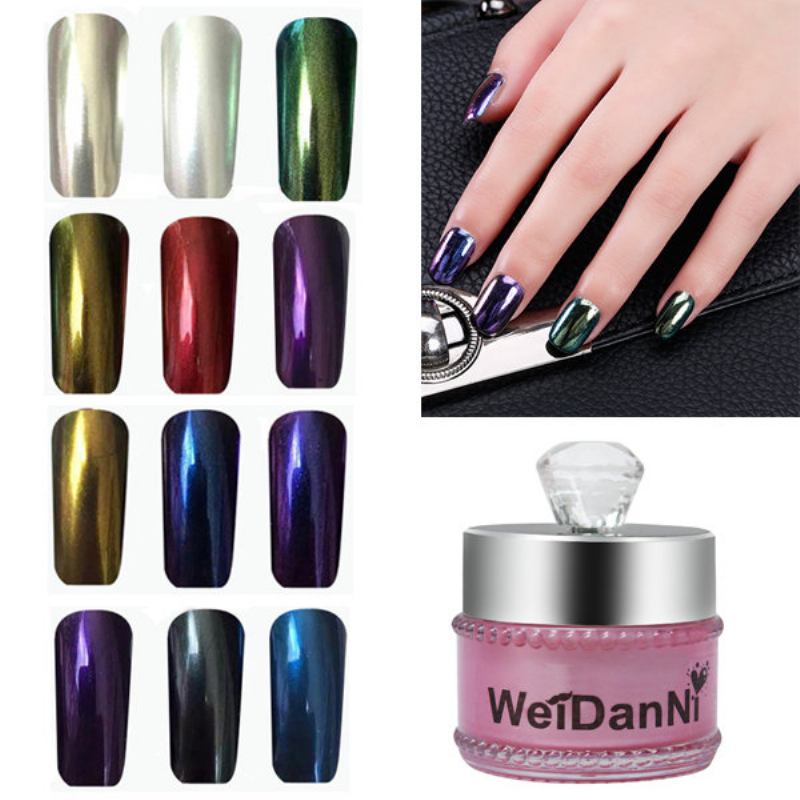 Magic Mirror Chrome Effect Powder Μεταλλικό Nail Art Πρόσθετο Pigment Γοητευτικό 12 Χρώματα Για Να Επιλέξετε