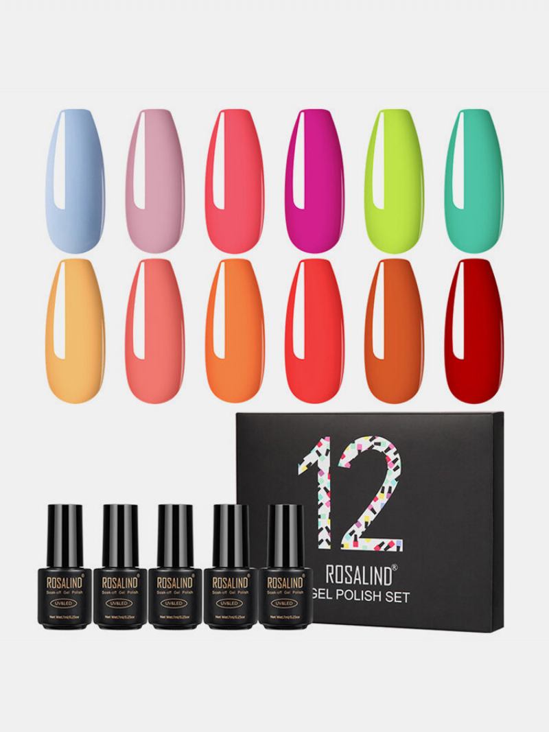 Σετ Gel Polish 12 Τμχ Για Μανικιούρ Uv Colors Gel Nail Semi Permanent Art Gel Vernish