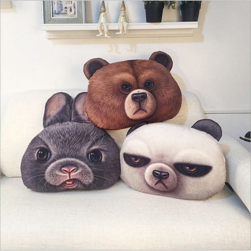 49x34cm Creative Pp Cotton 3d Bear Μαξιλάρι Κουνελιού Με Κεφαλή Ζώων Δώρου Γενεθλίων Trick Παιχνίδια