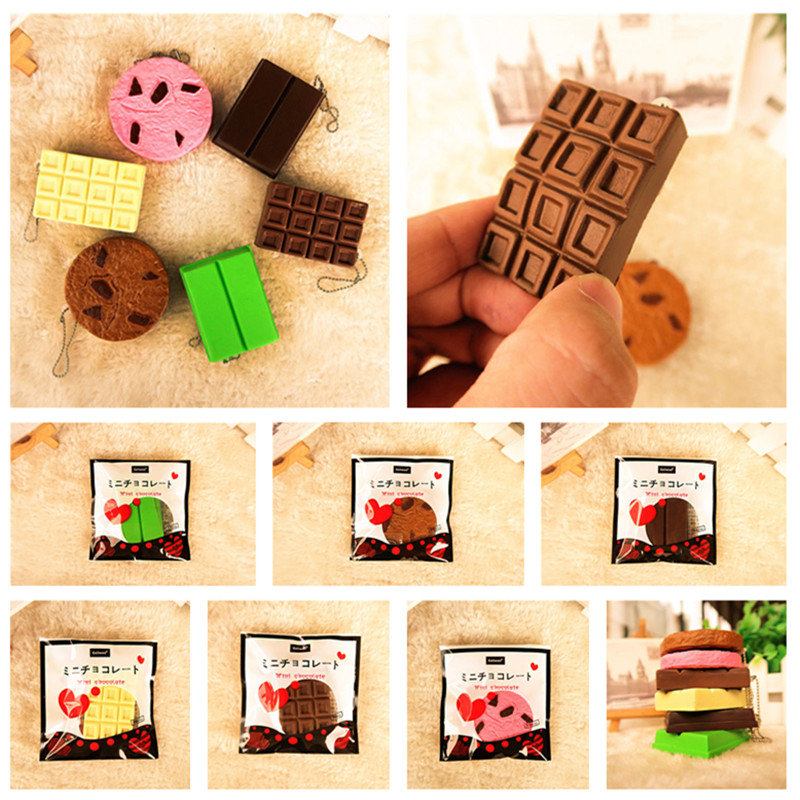 Kawaii Squishy Tag Toys Crack Μπάρα Σοκολάτας Μπισκότα Cracker Sound Collection Δώρο Διακοσμητικό Παιχνίδι