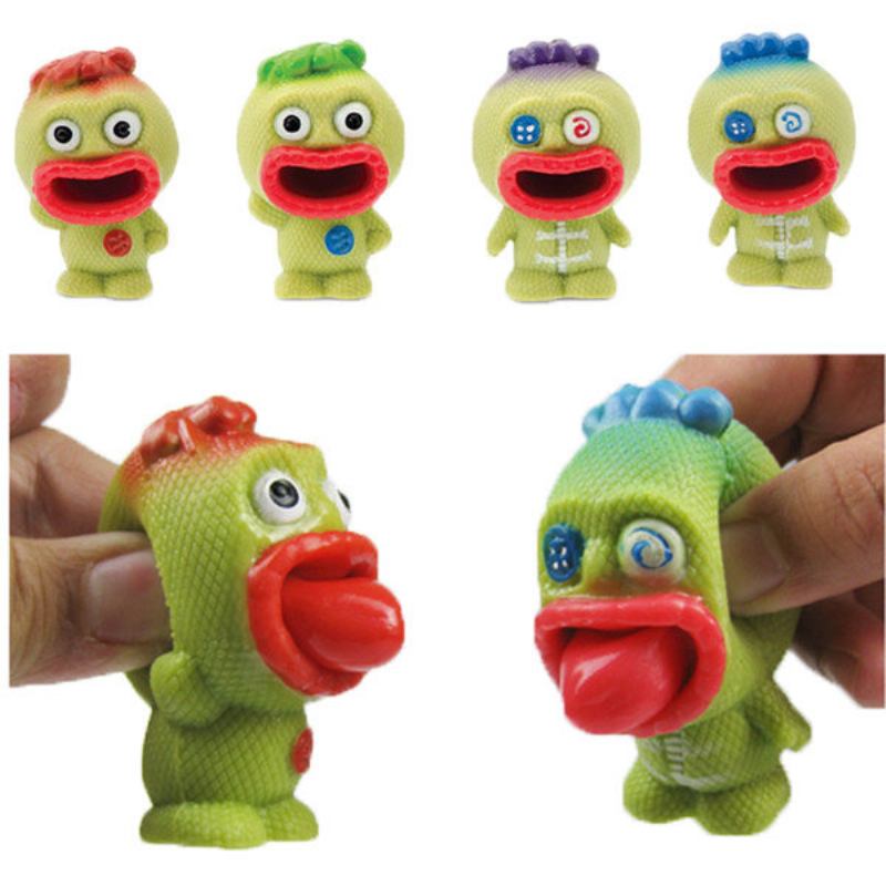 Pop Out Alien Squishy Stress Reliever Fun Gift Vent Toys Big Mouth Slime