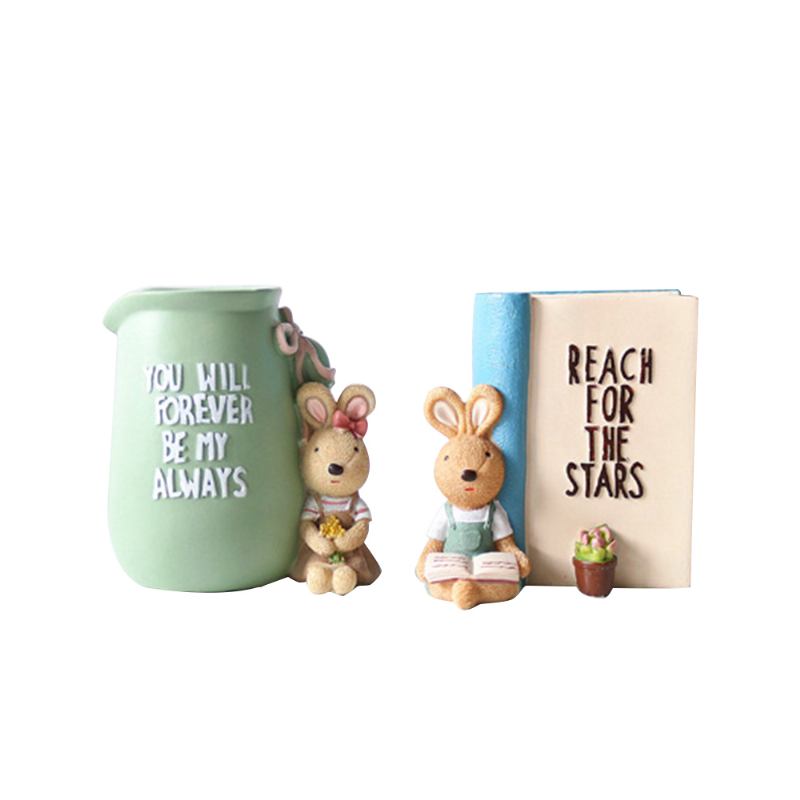 Δοχείο Στυλό Little Pure Resin Rabbit Με Έντονο Χρώμα & Χαριτωμένη Έκφραση Προσώπου Για Χειροτεχνίες Δώρα Για Ζευγάρια Δημιουργικές Διακοσμήσεις Κουνελιών Γενεθλίων