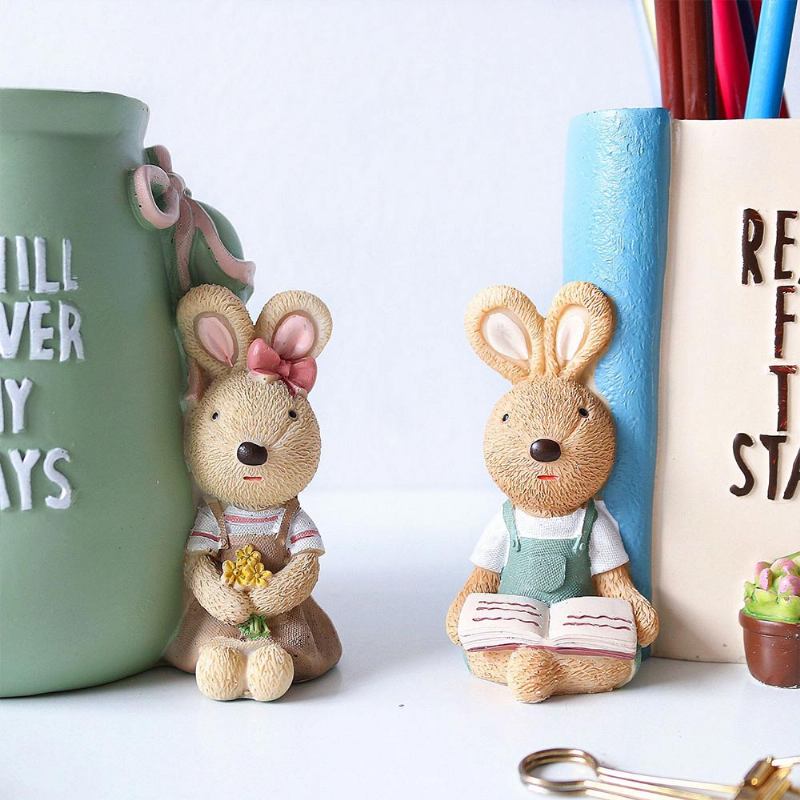 Δοχείο Στυλό Little Pure Resin Rabbit Με Έντονο Χρώμα & Χαριτωμένη Έκφραση Προσώπου Για Χειροτεχνίες Δώρα Για Ζευγάρια Δημιουργικές Διακοσμήσεις Κουνελιών Γενεθλίων