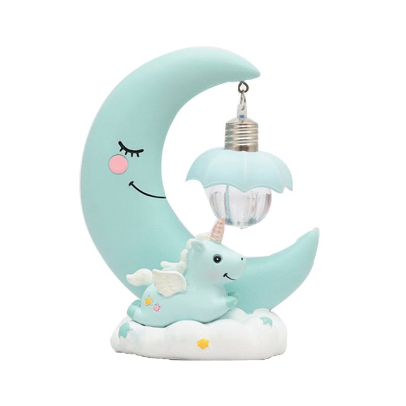 Fancy Unicorn Moon Electronic Night Light Χαριτωμένη Ρητίνη Διακόσμηση Σπιτιού Επιτραπέζια Επίπλωση