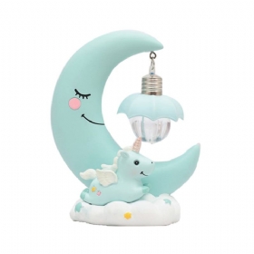 Fancy Unicorn Moon Electronic Night Light Χαριτωμένη Ρητίνη Διακόσμηση Σπιτιού Επιτραπέζια Επίπλωση