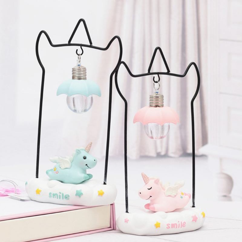 Fancy Unicorn Moon Electronic Night Light Χαριτωμένη Ρητίνη Διακόσμηση Σπιτιού Επιτραπέζια Επίπλωση