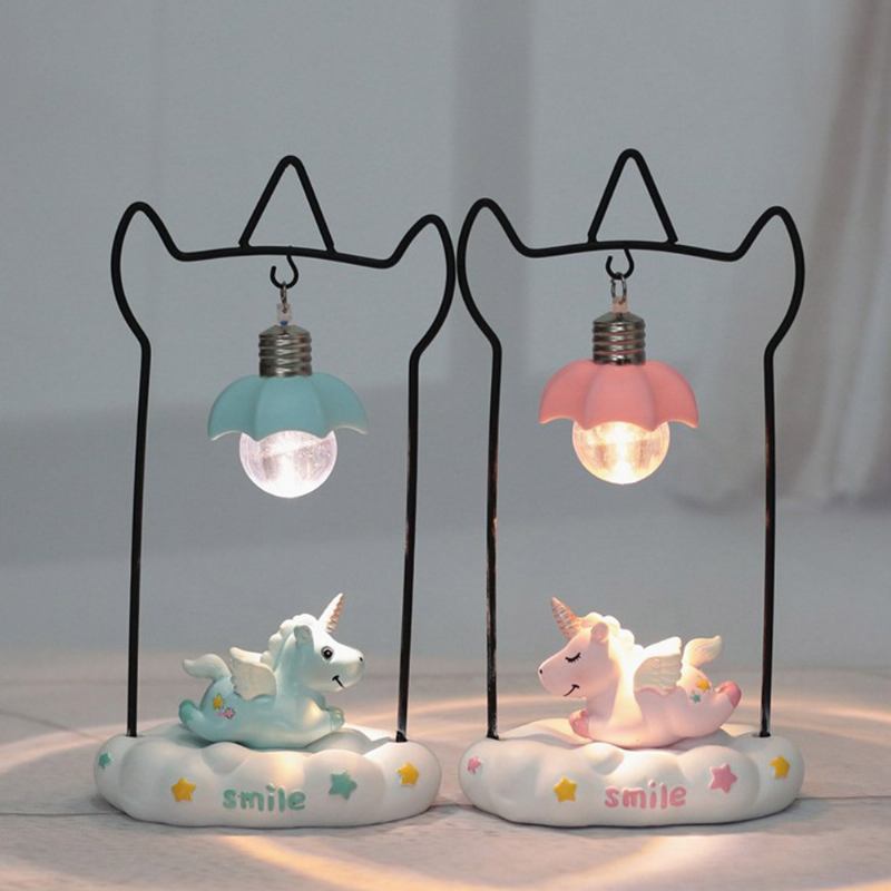 Fancy Unicorn Moon Electronic Night Light Χαριτωμένη Ρητίνη Διακόσμηση Σπιτιού Επιτραπέζια Επίπλωση