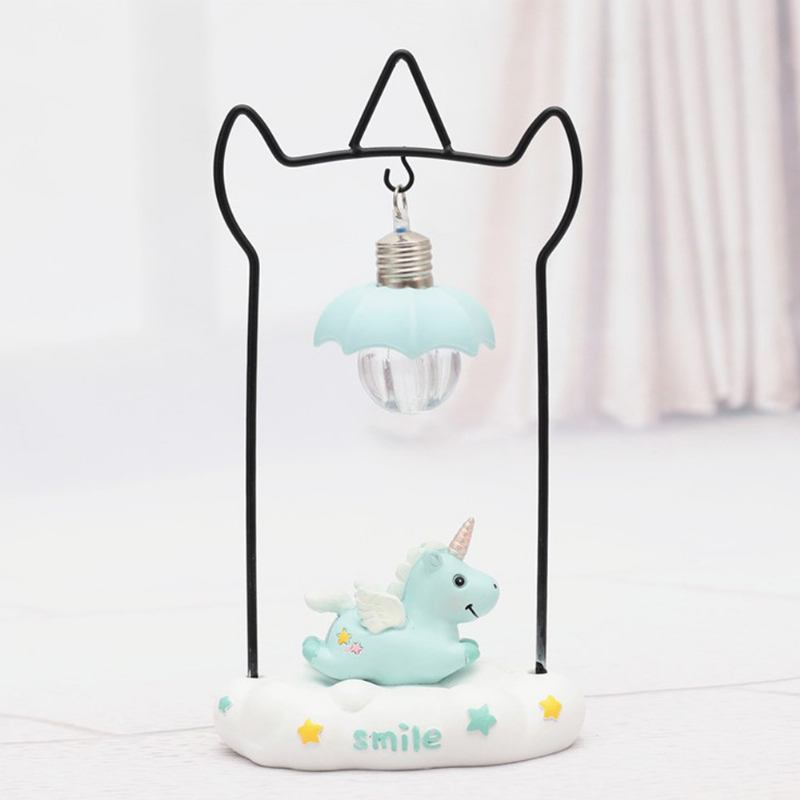 Fancy Unicorn Moon Electronic Night Light Χαριτωμένη Ρητίνη Διακόσμηση Σπιτιού Επιτραπέζια Επίπλωση