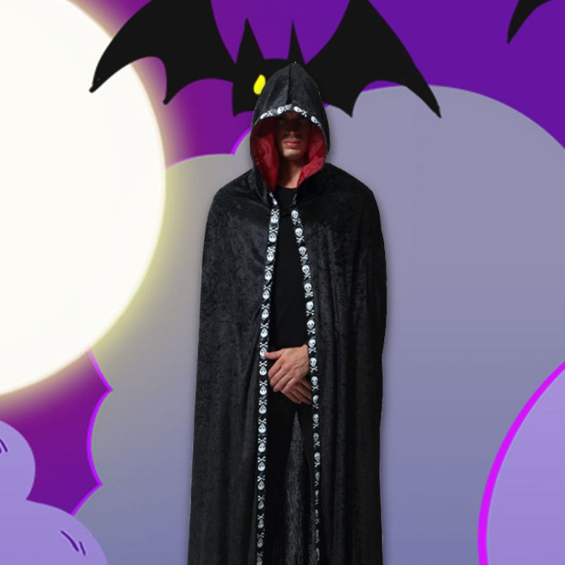 Ανδρική Ρόμπα Ghost Wizard For Halloween Day's Cosplay Hooded Long Robe Performance Cloak Ανδρικός Μανδύας