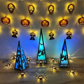 Φώτα Διακόσμησης Αποκριών String Led Party Atmosphere Haunted House Props Pumpkin Skull Wizard Shape