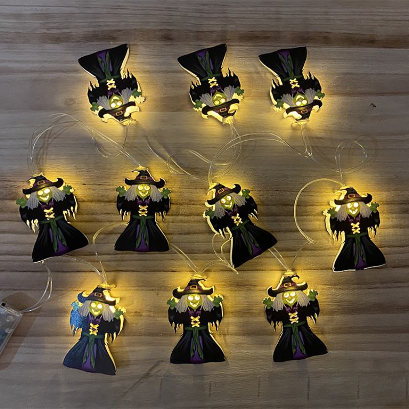 Φώτα Διακόσμησης Αποκριών String Led Party Atmosphere Haunted House Props Pumpkin Skull Wizard Shape