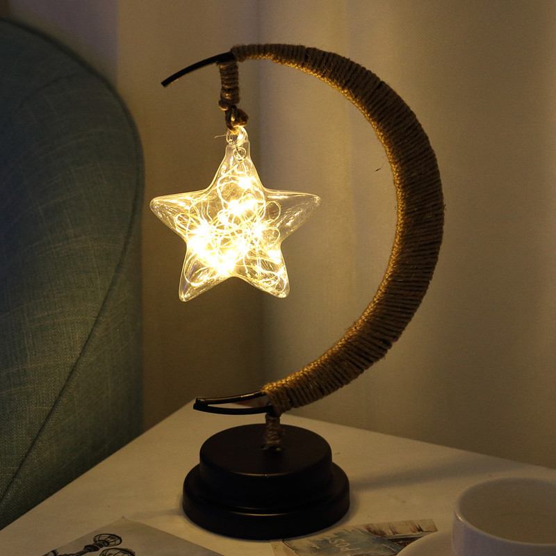 Φωτιστικό Νύχτας Φόρτισης Led Star Χειροποίητο Φανάρι Γενεθλίων Φρούτων Μήλου Σιδερένιο Από Σχοινί Κάνναβης
