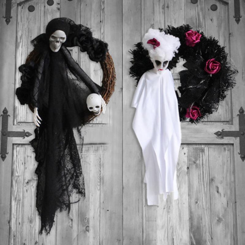 Halloween White Ghost Door Hanging Party Horror Garland Ornaments Στοιχειωμένο Σπίτι Στηρίγματα Διακόσμησης