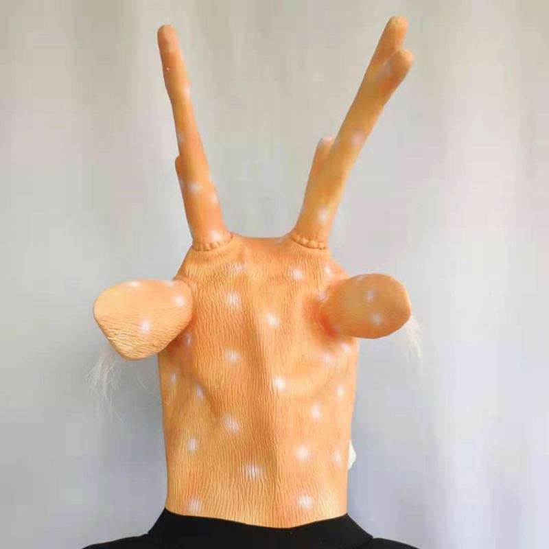 Νέα Sika Deer Mask Christmas Reindeer Headgear Halloween Latex Animal Head Playing Props Party