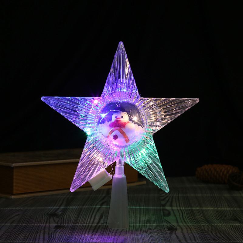 Πλαστικό Πεντάκτινο Αστέρι Glitter Ball Χριστουγεννιάτικο Λαμπερό Δέντρο Δώρο Λευκό Χιονάνθρωπο Χρώμα Santa