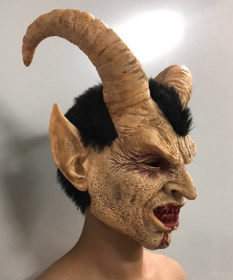 Scary Mask Demon Devil Lucifer Horn Halloween Cosplay Festival Party Props