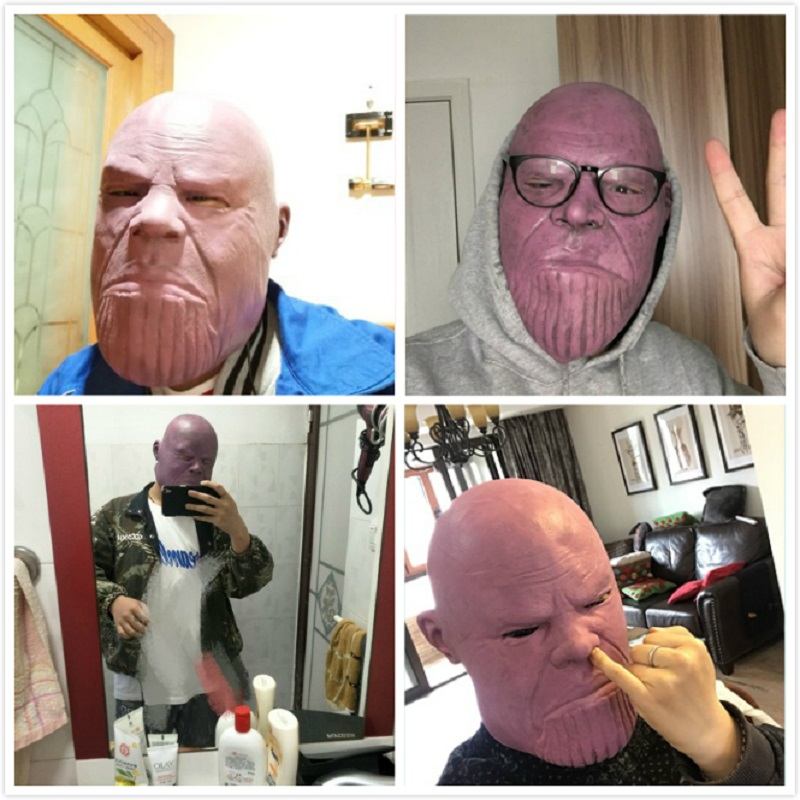 Thanos Latex Mask Stage Performance Hood Superhero Cosplay Tool