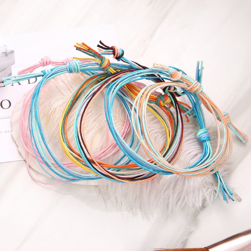 Bohemian Braided Rope Σετ Βραχιόλι 6 Τεμαχίων Πολύχρωμο Έθνικ Για Γυναίκες