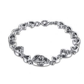 Βραχιόλι Inalis Sweet Full Hollow Heart Rhinestone Πολυτελές
