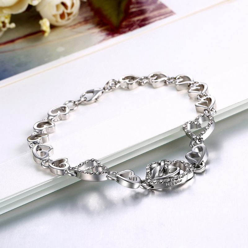 Βραχιόλι Inalis Sweet Full Hollow Heart Rhinestone Πολυτελές