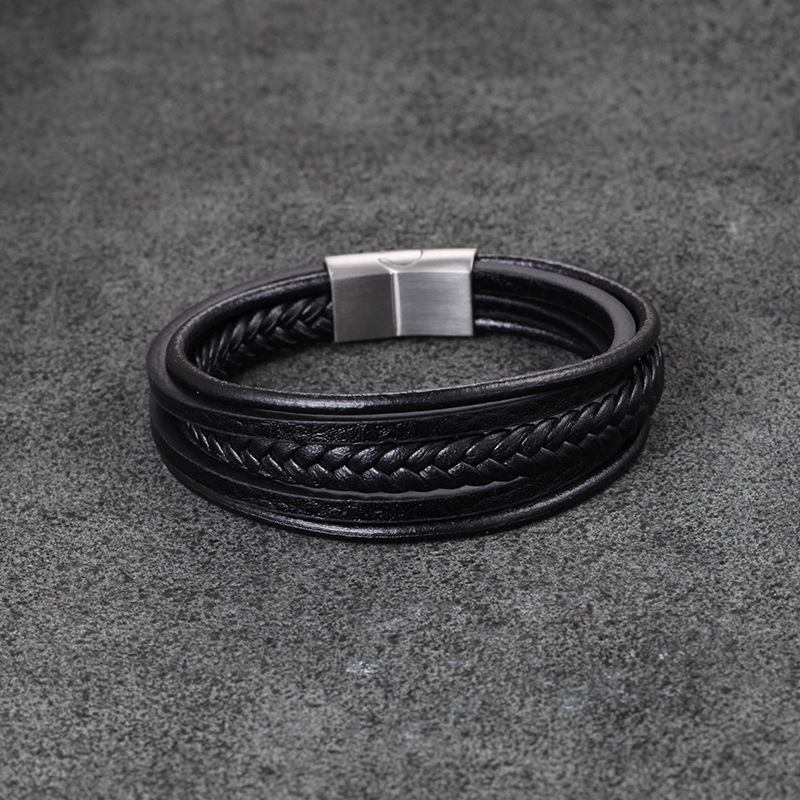 Βραχιόλι Titanium Steel With Personality Stainless Bracelet Δερμάτινο Σχοινί Ανδρικό