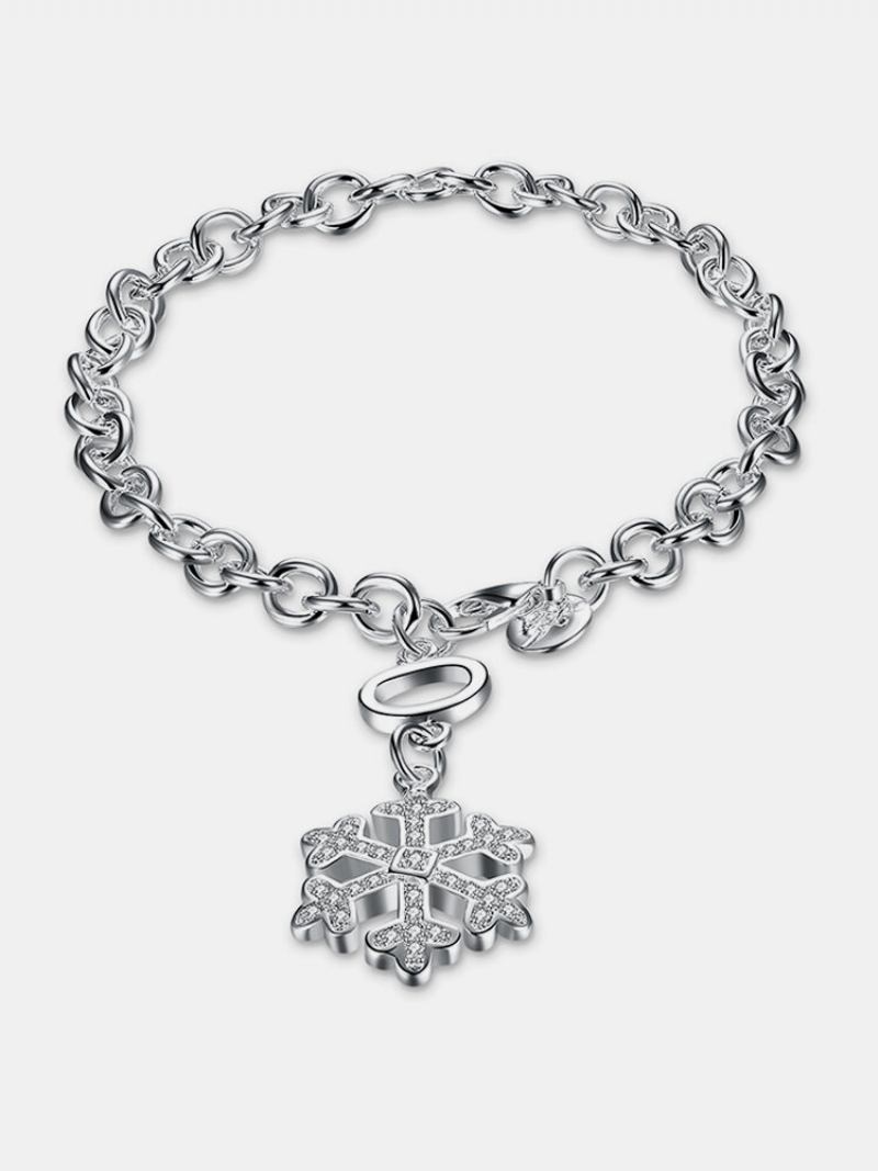 Γυναικείο Βραχιόλι Yueyin Snowflake Rhinestone Ασημένιο