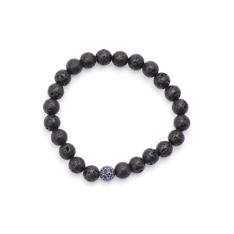 Μινιμαλιστικό Μάτι Tiger Eye Φυσική Πέτρα 8mm Κόστιμο Χέρι Αλυσίδα Με Χάντρες 2 Τεμ Σετ Βραχιόλι Με Διάφανη Λάβα Με Για Άνδρες Γυναικεία