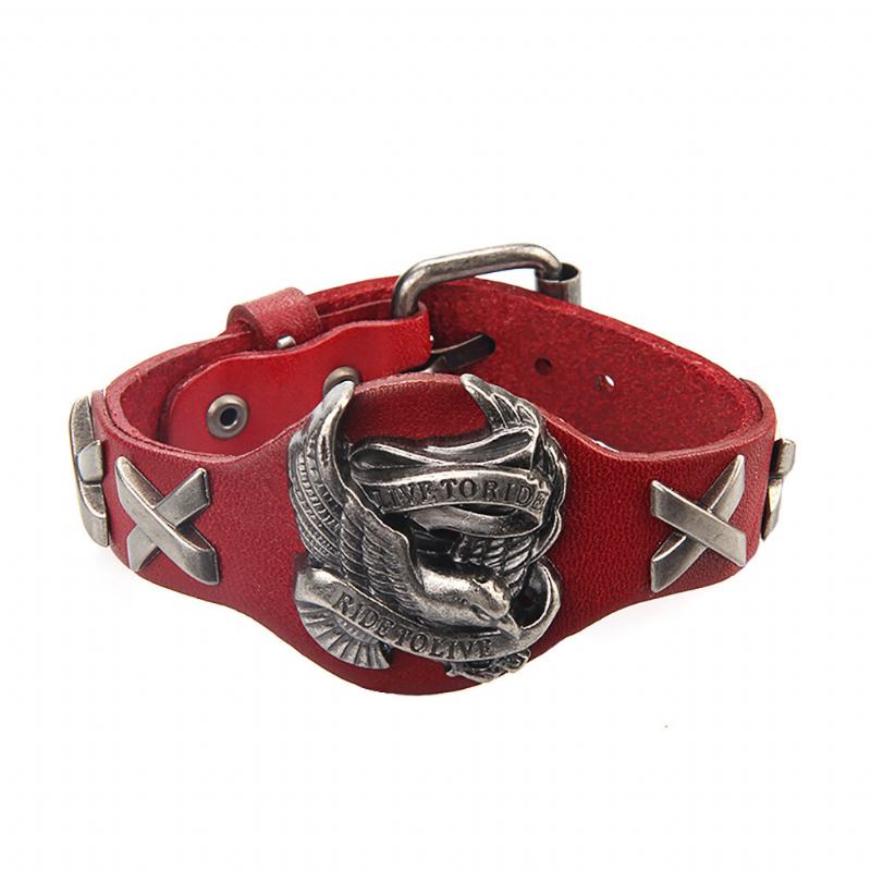 Πανκ Unisex Eagle Βραχιόλι Με Γούρι Με Περιτύλιγμα Από Γνήσιο Δέρμα Για Άνδρες Γυναικείο Δώρο