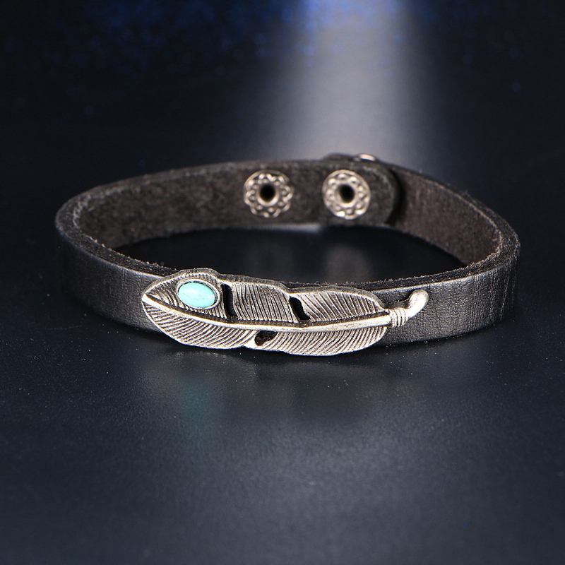 Vintage Unisex Βραχιόλι Με Δερμάτινο Κράμα Φτερό Με Μανσέτα Ethnic Αξεσουάρ Κοσμημάτων