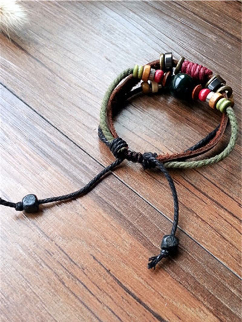 Vintage Wild Multi-layer Από Δέρμα Αγελάδας Σχοινί Γυναικείο Βραχιόλι Star Μενταγιόν Δερμάτινο