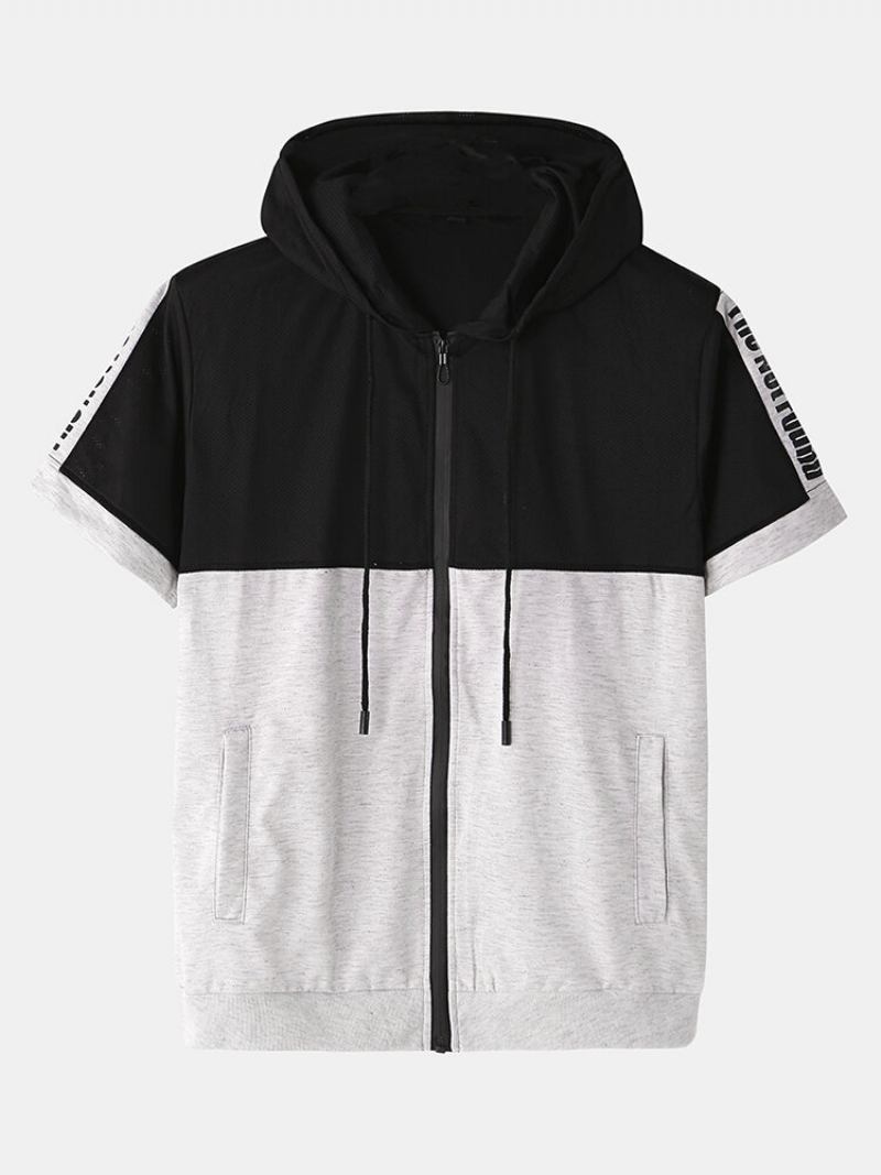 Ανδρικό Gym Sport Active Wear Μπλουζάκι Και Παντελόνι Με Κοντό Μανίκι Με Κουκούλα