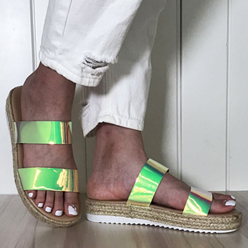 Γυναικείες Παντόφλες Πλατφόρμας Espadrille Με Διπλό Ντεγκραντέ Άνετες Αντιολισθητικές