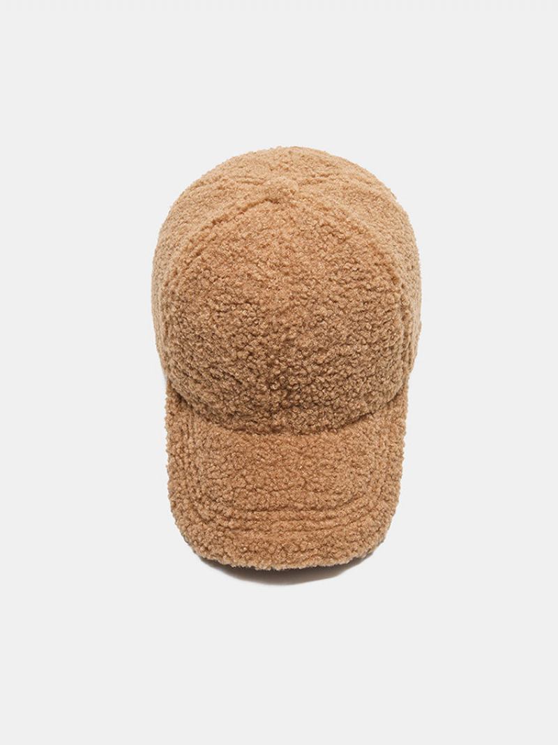 Καπέλο Μπέιζμπολ Unisex Lambswool Βελούδινο Μονόχρωμο Πυκνό Ζεστό Όλων Των Αγώνων