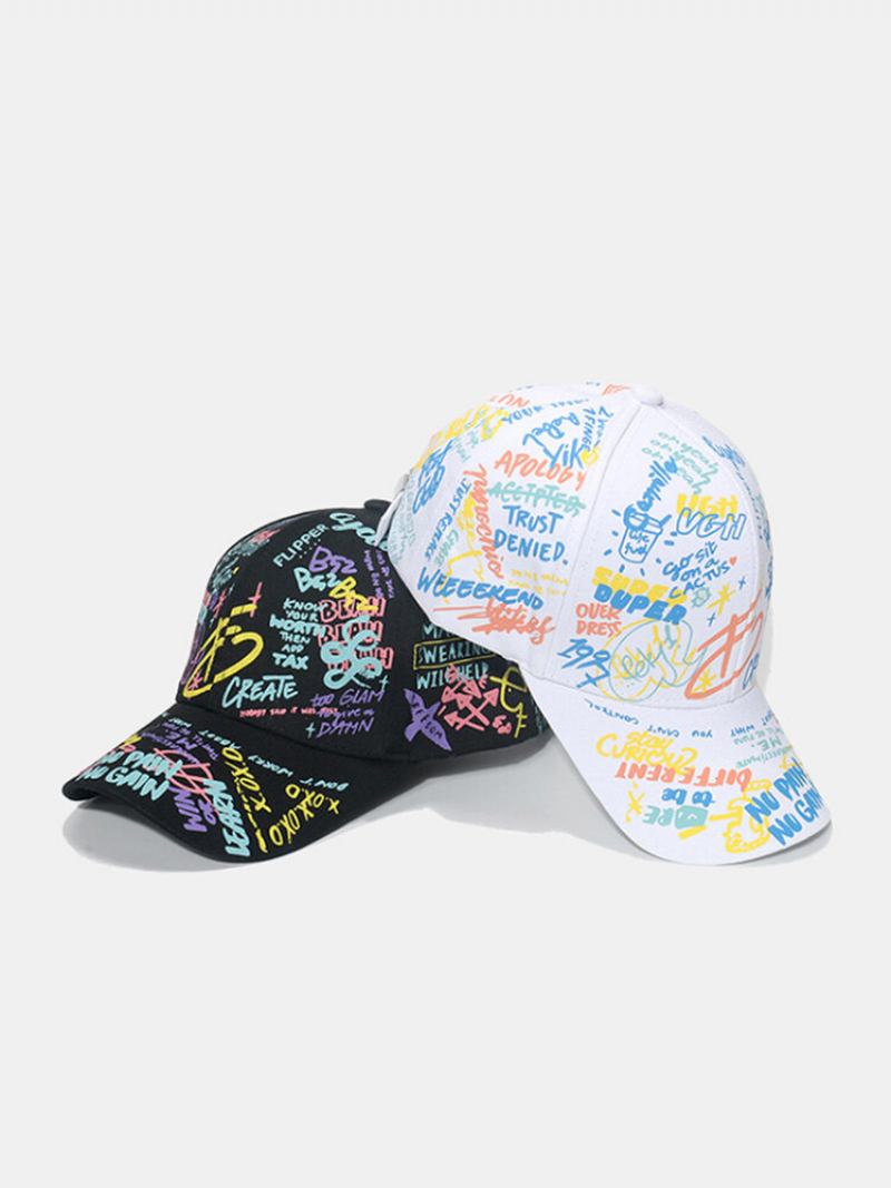 Unisex Cotton Overlay Γεωμετρικό Γράμμα Graffiti Εκτύπωση Παντός Αγώνα Καπέλο Μπέιζμπολ Με Σκίαστρο