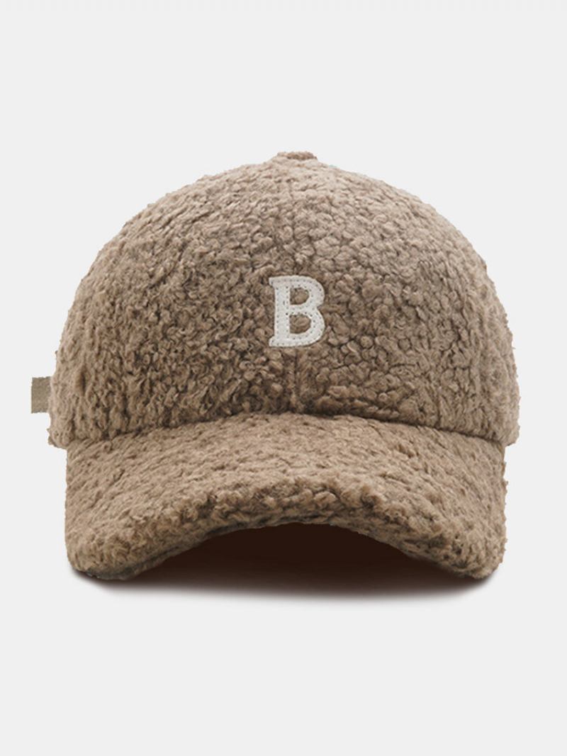 Unisex Lambswool Βελούδινο B Patch Σε Σχήμα Γράμματος Φθινοπωρινό Χειμώνα Ζεστό Καπέλο Μπέιζμπολ