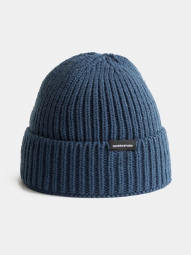 Unisex Μασίφ Πλεκτά Γράμματα Ετικέτα All-match Warmth Brimth Beanie Landlord Cap Skull Cap