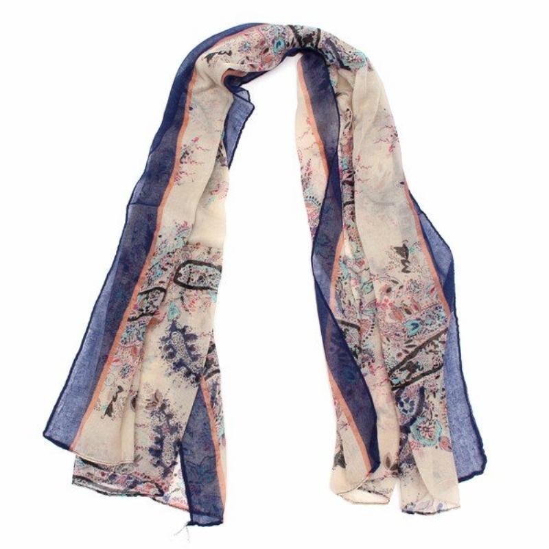 Γυναικεία Lady Flowers Voile Μαλακό Μακρύ Φουλάρι Με Σάλι Κλεμμένο Λαιμό