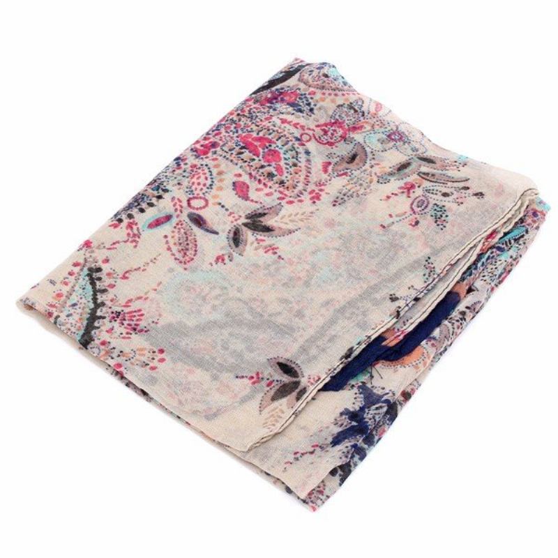 Γυναικεία Lady Flowers Voile Μαλακό Μακρύ Φουλάρι Με Σάλι Κλεμμένο Λαιμό
