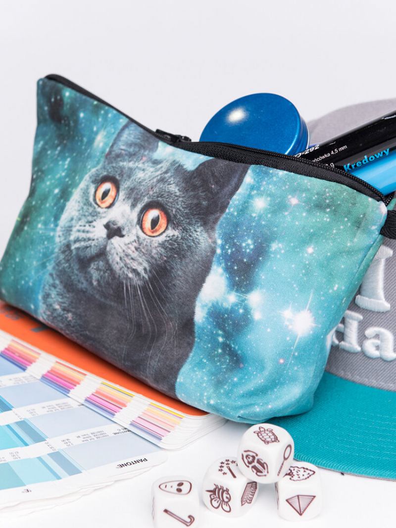 Cat 3d Printing Multi-functional Cosmetic Bag Clutch Bag Storage Wash Bag