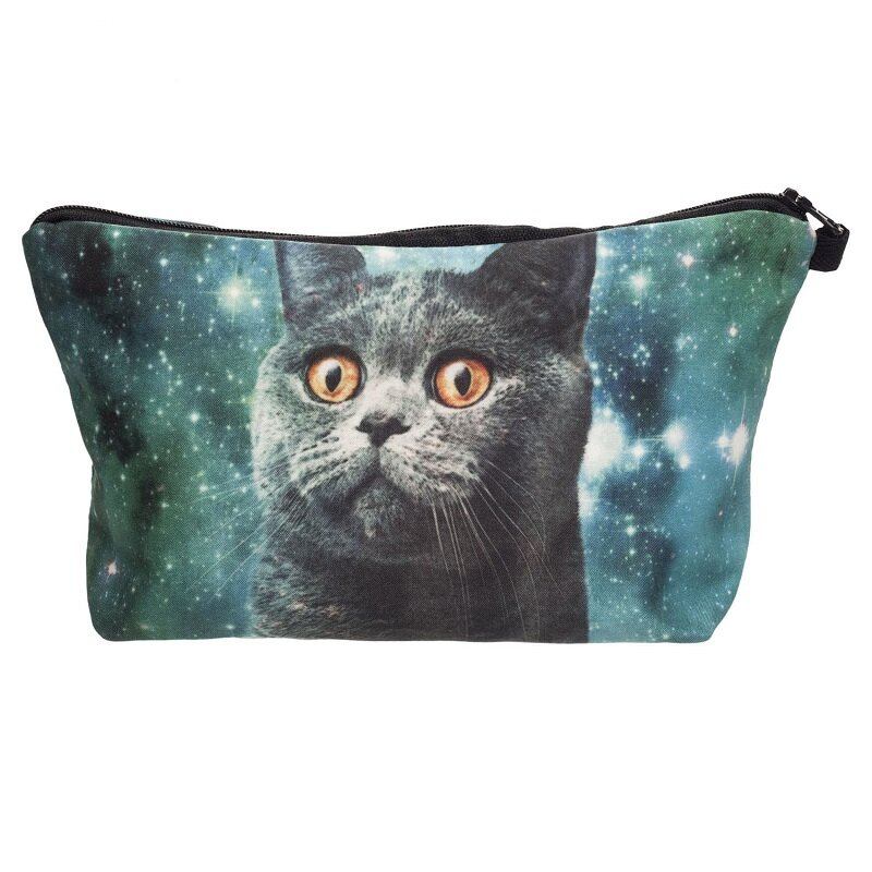 Cat 3d Printing Multi-functional Cosmetic Bag Clutch Bag Storage Wash Bag