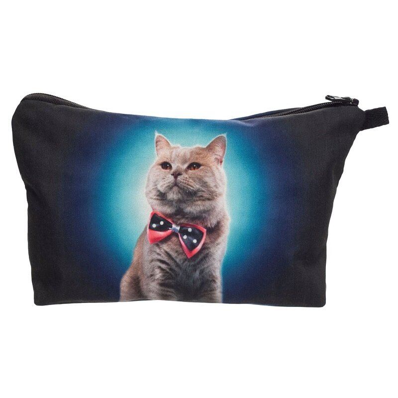 Cat 3d Printing Multi-functional Cosmetic Bag Clutch Bag Storage Wash Bag