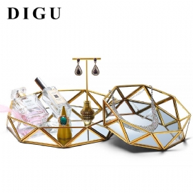Digu Nordic Earrings Δαχτυλίδι Δίσκος Αποθήκευσης Κοσμημάτων Μεταλλικό Γυαλί Διαφανές Κουτί Προβολής Λεπτός