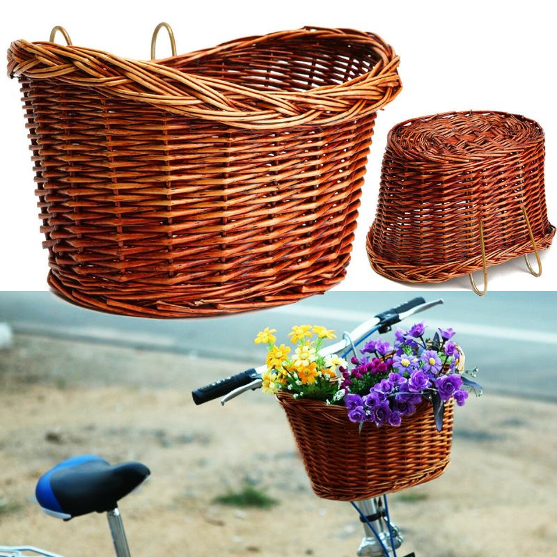 Ειδυλλιακό Καλάθι Ποδηλάτου Rattan Χωρίς Κάλυμμα Ψάθινο Εμπρός Κρεμαστό Εξωτερικό Ποδηλάτων Βουνού
